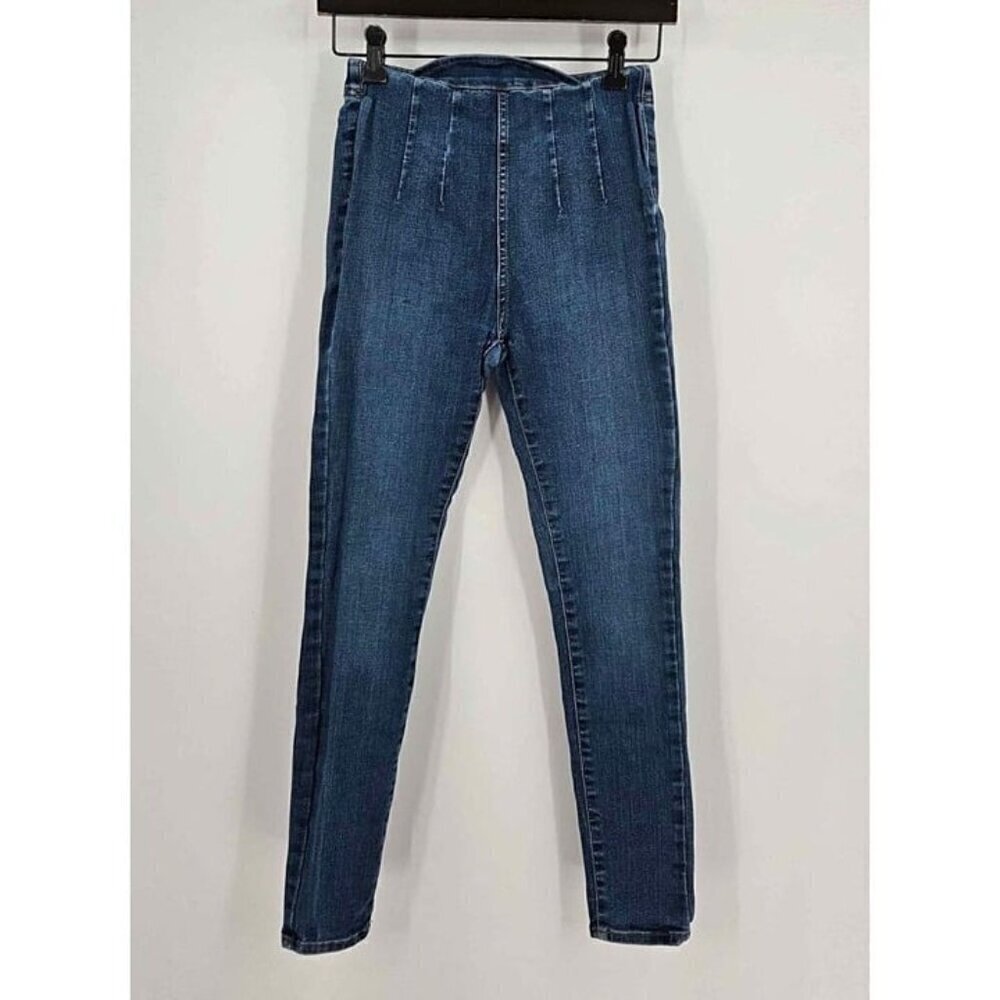 FP Free People Stretch Ultra High Waist Denim Pull-on Skinny Ankle Jeans Sz 25